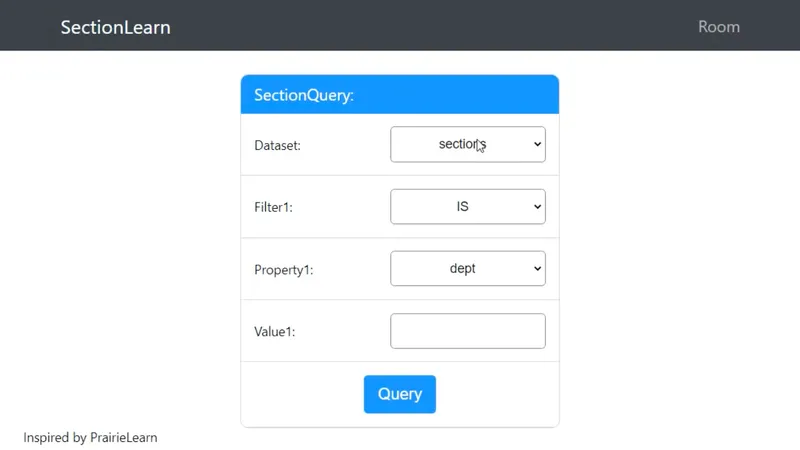 UBC Insights web query interface showing dataset filters and query builder controls